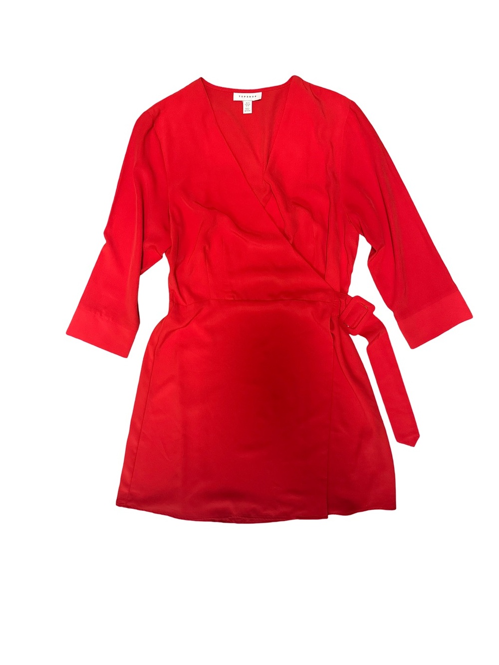 Top Shop Red Wrap Dress with Tie Waist